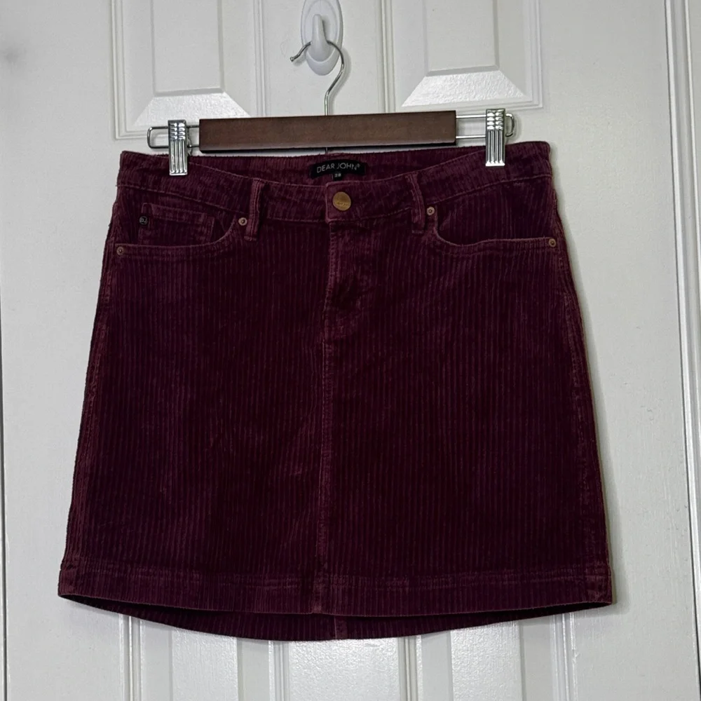 Dear John Burgundy Corduroy A-Line Skirt - Picture 2 of 6